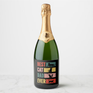 Vintage Best Cat Dad Ever Cat Daddy Gift Sparkling Wine Label