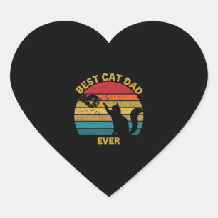 Vintage Best Cat Dad Ever Classic T Shirt Heart Sticker