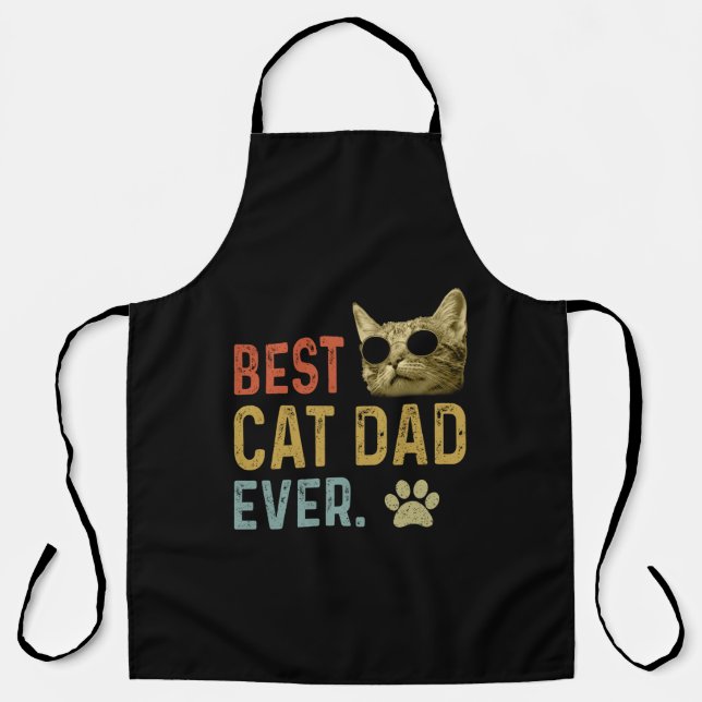 Vintage Best Cat Dad Ever Family Present Apron (Front)