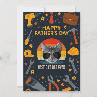 Vintage Best Cat Dad Ever Fathers Day Gifts Cards
