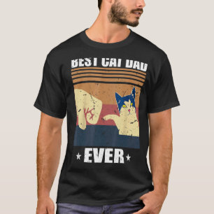 Vintage Best Cat Dad Ever Fist Bump Cat Daddy T-Shirt