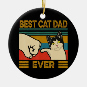 Vintage Best Cat Dad Ever Funny Cat Daddy Gift Men Ceramic Tree Decoration