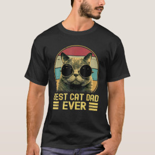 Vintage Best Cat Dad Ever Funny For Men, Cat Lover T-Shirt