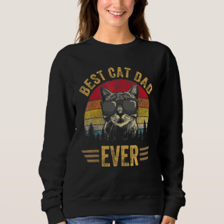 Vintage Best Cat Dad Ever Glasses Retro Fathers Da Sweatshirt