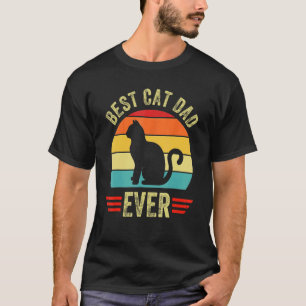 Vintage Best Cat Dad Ever Glasses Retro Fathers Da T-Shirt