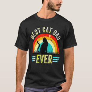 Vintage Best Cat Dad Ever Glasses Retro Fathers Da T-Shirt