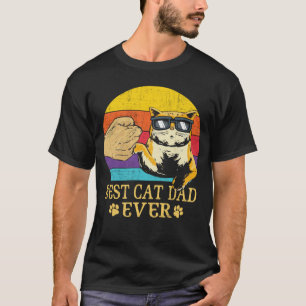 Vintage Best Cat Dad Ever Paw Fist Bump Fathers Da T-Shirt