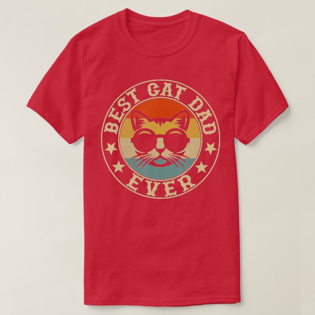 Vintage Best Cat Dad Ever T-Shirt (Design Front)