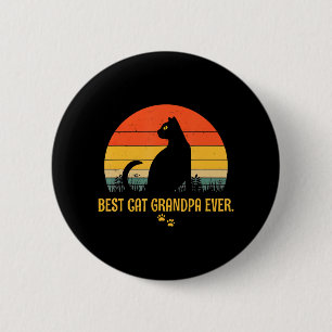 Vintage Best Cat Grandpa Ever Gift Cat Lovers 6 Cm Round Badge