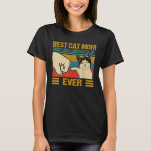 Vintage Best Cat Mum Ever Bump Fit Retro Gift T-Shirt