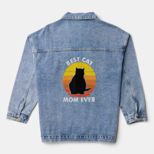 Vintage Best Cat Mum Ever Cat for Women Mummy  Cat Denim Jacket