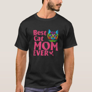 Vintage Best Cat Mum Ever Cut Coloured Cat Mummy T-Shirt