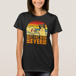 Vintage Best Cat Mum Ever Fist Bump Mum Women Moth T-Shirt