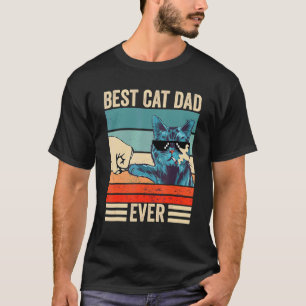 Vintage Best Cat Step Dad Ever Bump Fist Father's T-Shirt
