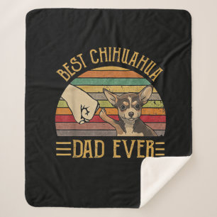 Vintage Best Chihuahua Dad Ever Sunset Sherpa Blanket