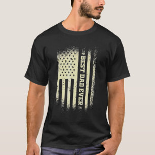 Vintage Best Dad Ever American Flag Distressed Fat T-Shirt