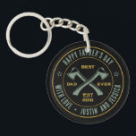 Vintage Best Dad Ever Custom Name Photo Axe Logo Key Ring<br><div class="desc">Personalised Father's Day gift for the best dad in the world. Customise the wording to make it more special for your daddy,  the hero of your life. Celebrate Father's Day with this custom name and message for your dad.</div>