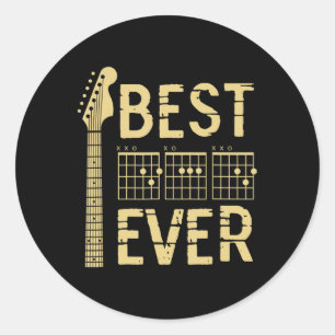 Vintage Best Dad Ever Guitar Chord Guitarist Dad F Classic Round Sticker