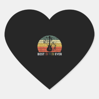 Vintage Best Dad Ever Love Guitar Heart Sticker