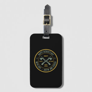Vintage Best Dad Ever Personalised Name Axe Logo Luggage Tag