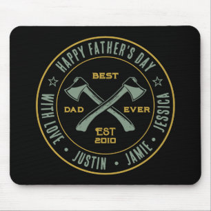 Vintage Best Dad Ever Personalised Name Axe Logo Mouse Mat