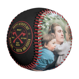 Vintage Best Dad Ever Personalised Photo Axe Logo Baseball