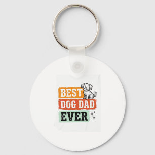 Vintage Best Dog Dad Ever Cute Dog Shirt Design_1 Key Ring