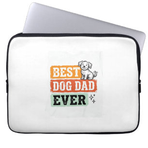Vintage Best Dog Dad Ever Cute Dog Shirt Design_1 Laptop Sleeve