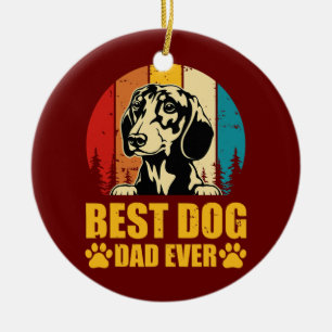 Vintage Best Dog Dad Ever Father's Day Gift  Ceramic Tree Decoration