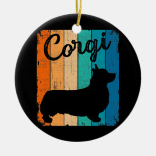 Vintage Best Dog Dad Ever Funny Corgi Dog Ceramic Tree Decoration