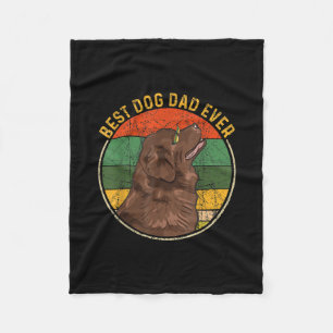 Vintage Best Dog Dad Ever Newfoundland Dog Lover Fleece Blanket