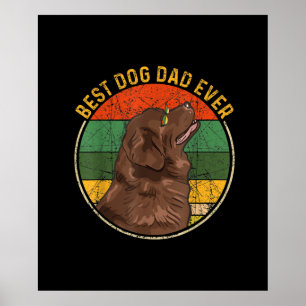 Vintage Best Dog Dad Ever Newfoundland Dog Lover Poster