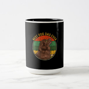 Vintage Best Dog Dad Ever Newfoundland Dog Lover Two-Tone Coffee Mug