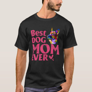 Vintage Best Dog Mum Ever Cut Coloured Dog Mummy T-Shirt