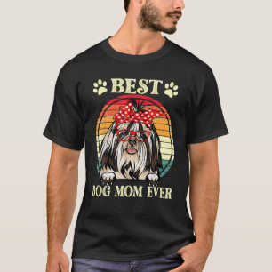 Vintage Best Dog Mum Ever Funny Shih Tzu Mum T-Shirt