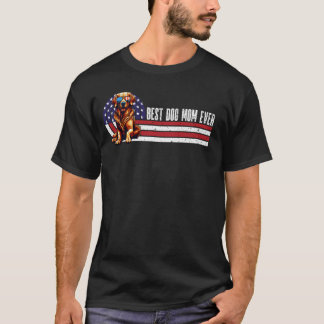 Vintage Best Dog Mum Ever Golden Retriever America T-Shirt