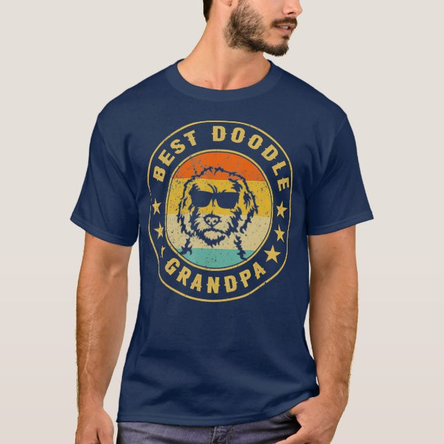 Vintage Best Doodle Grandpa Ever Goldendoodle T-Shirt (Front)