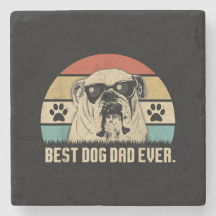 Vintage Best English Bulldog DAD Ever shirt Father Stone Coaster