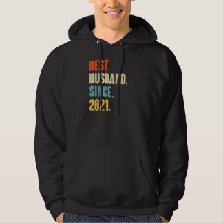 Vintage Best Husband Since 2021 1st Wedding Aniver Hoodie