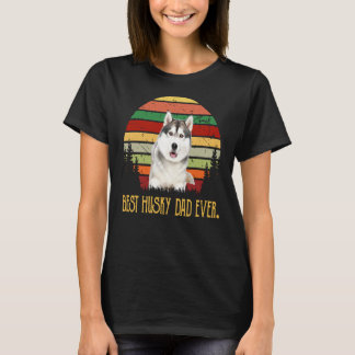 Vintage Best Husky Dad Ever Husky Father Premium T-Shirt