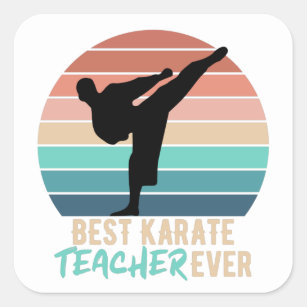 Vintage Best Karate Teacher Gift Square Sticker