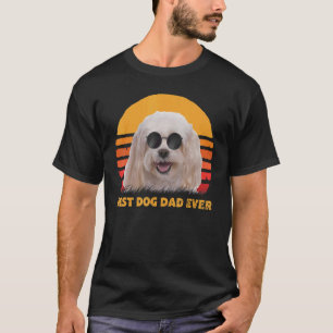 Vintage Best Maltese Dog Dad Ever Puppy Fathers Da T-Shirt
