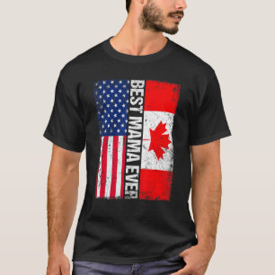Vintage Best Mama Ever Women Retro Canada Flag T-Shirt