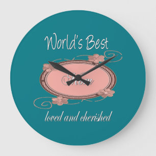 Vintage Best Mum Loved and Cherished Large Clock