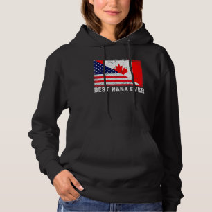 Vintage Best Nana Ever Retro American Canada Flag Hoodie