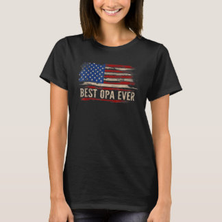 Vintage Best Opa Ever American Flag Father's Day T-Shirt