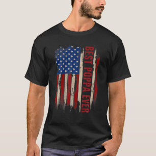Vintage Best Poppa Ever American Flag Father's Day T-Shirt