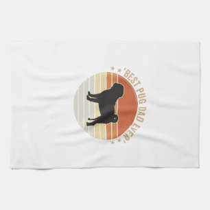 Vintage Best Pug Dad Ever Dog Lover Shirt Design_1 Tea Towel