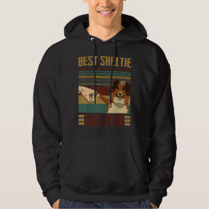 Vintage Best Sheltie Dad Ever Dog Men Fathers Day Hoodie