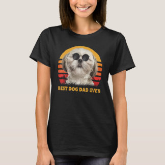 Vintage Best Shih Tzu Dog Dad Ever Puppy Fathers D T-Shirt